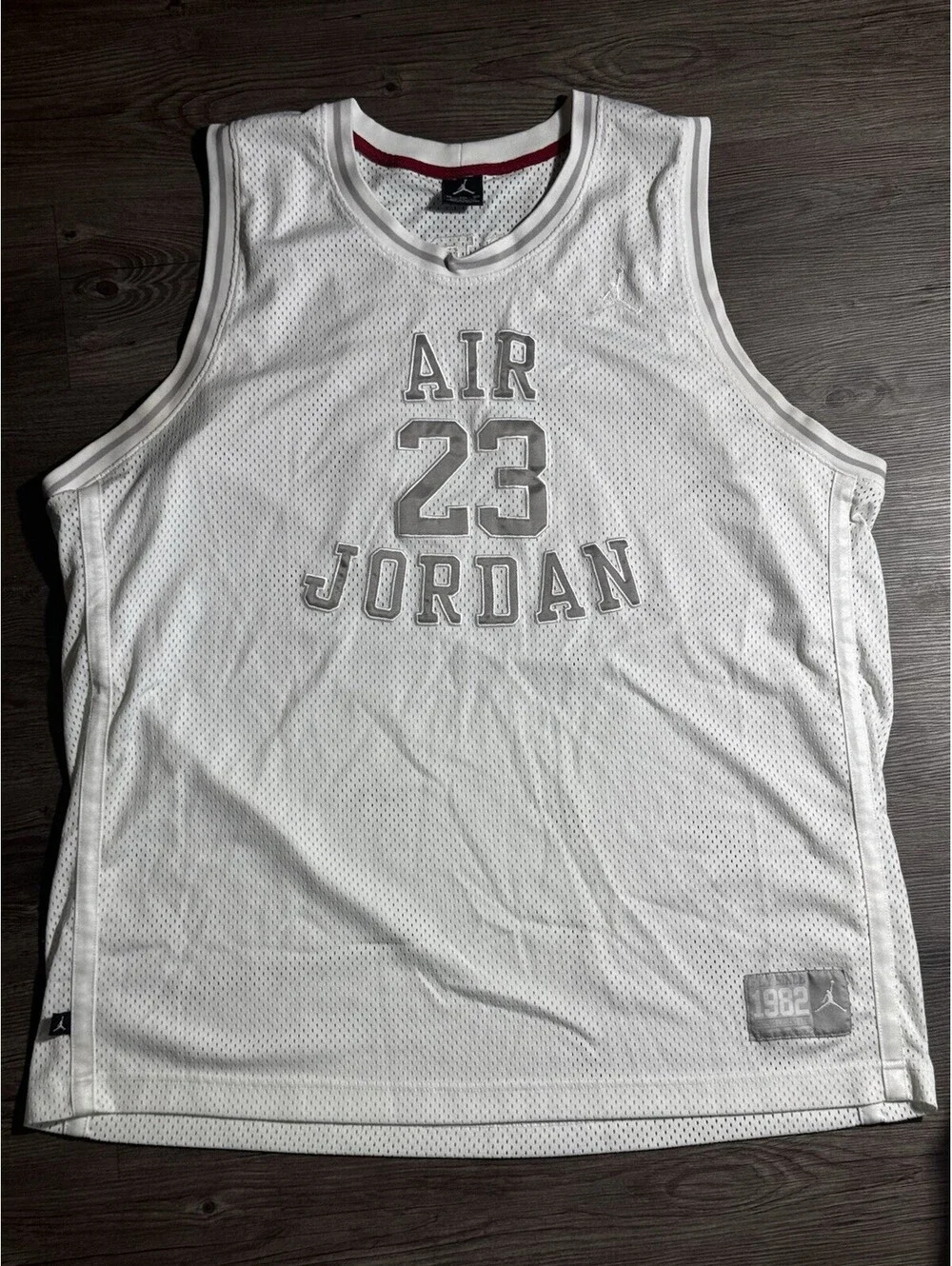 VINTAGE Air Jordan 23 Jersey XXL ICEY WHITE/SILVER Embroidered Jumpman